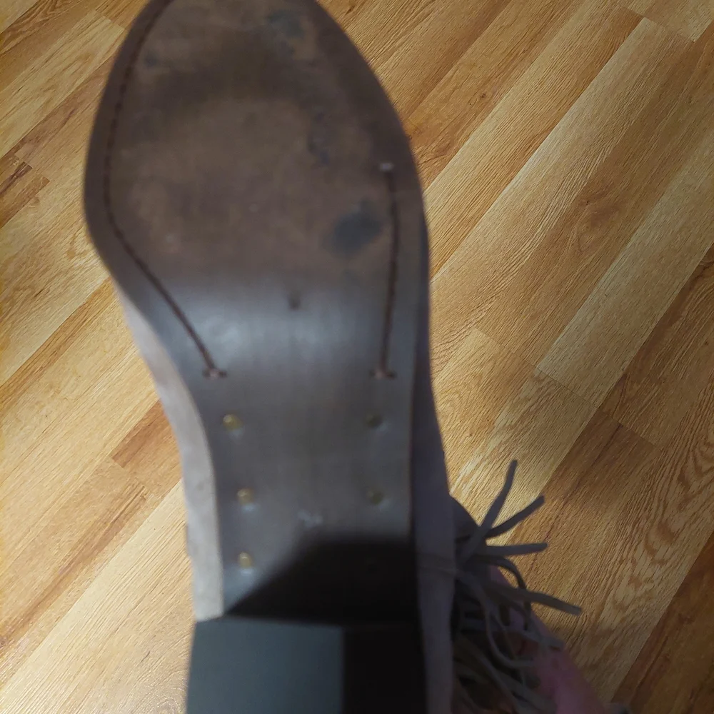 Sam Edelman Louie Taupe Suede Fringe Bootie Size 9.5